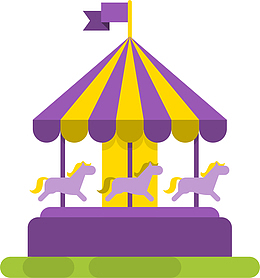 卡通扁平化旋转木马