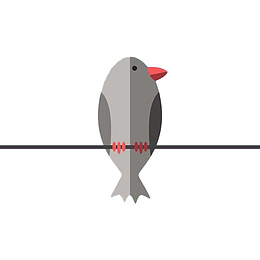 扁平化手绘站在电线上的小鸟