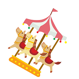 卡通扁平化旋转木马