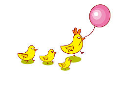 矢量卡通简洁扁平化大鸡带小鸡