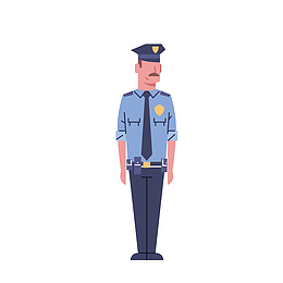 手绘扁平化人物警察
