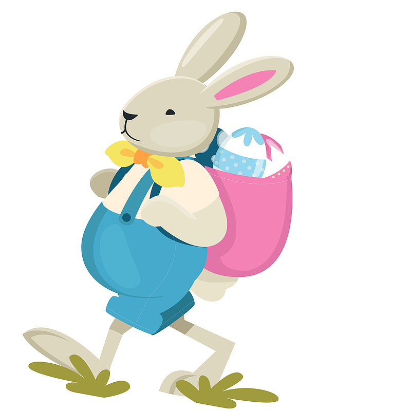 彩色扁平化兔子卡通插画