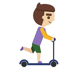 卡通玩滑板车的人物设计