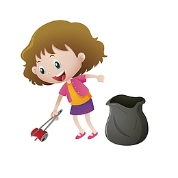 彩色扁平化捡垃圾元素