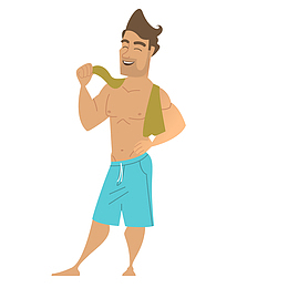 洗澡的卡通头像男生