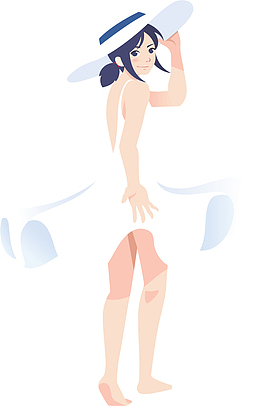 沙滩度假白裙女孩