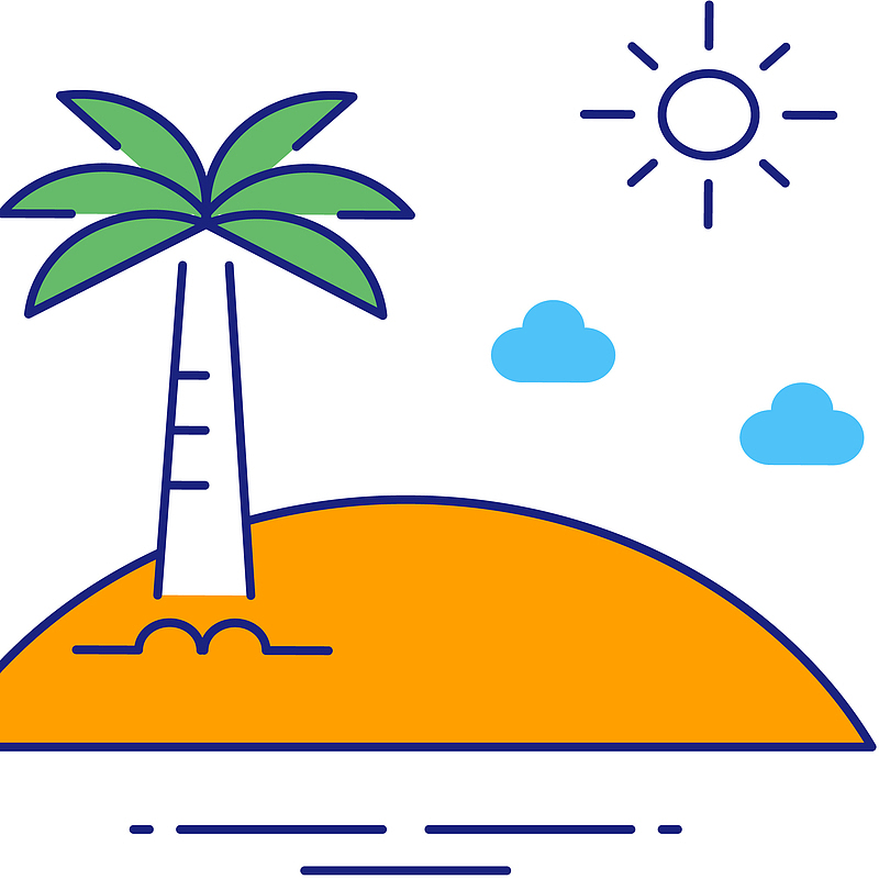 矢量MBE沙滩椰树图标元素