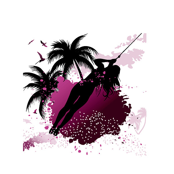 剪影 椰子树 紫色 沙滩