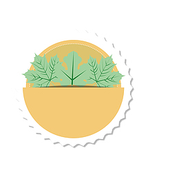 三片绿色矢量扁平化锯齿状精美枫