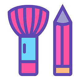 彩色手绘扁平化粉刷元素