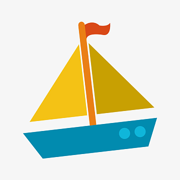 彩色集合帆船扁平化元素