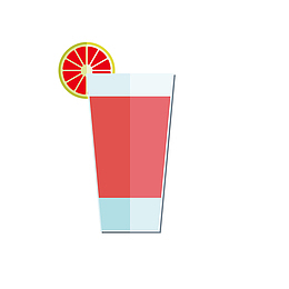 插着西柚片的玻璃杯里一杯扁平化