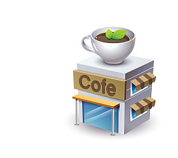 cofe商铺扁平化矢量png