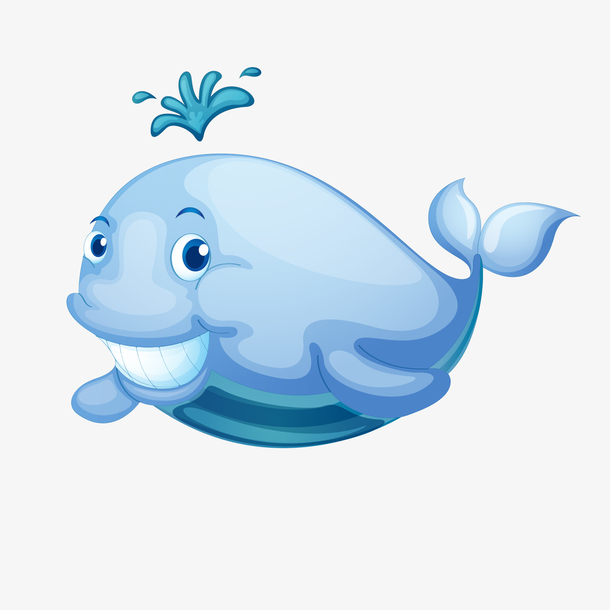 蓝色手绘圆弧鲸鱼元素