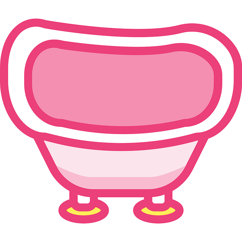 粉色手绘圆角浴盆元素