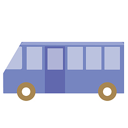 手绘卡通紫色扁平化汽车公交车