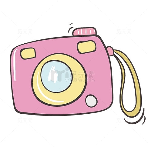 手绘卡通可爱粉色相机