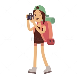 正在拍照的女人矢量图