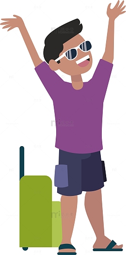 旅游主题人物挥手的男游客矢量素