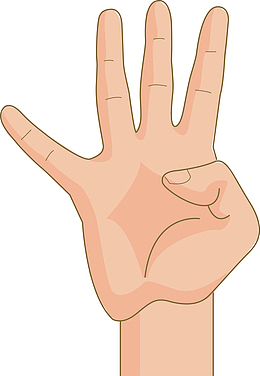 伸出的4根手指png图