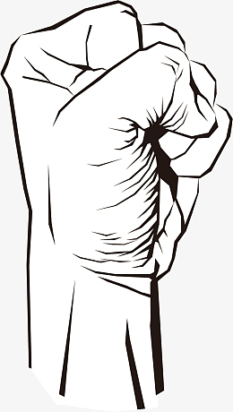 矢量图动漫黑白拳头