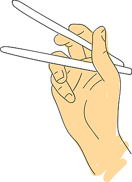 卡通拿着筷子的手