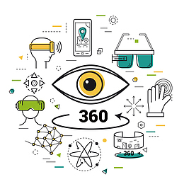 彩色手绘眼睛观察卡通插画