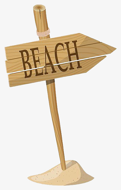手绘沙滩指路牌