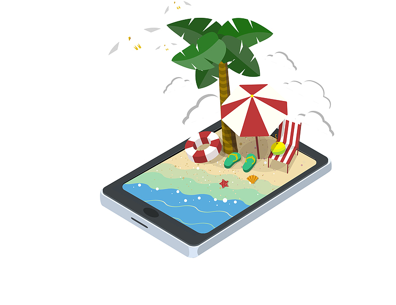 创意手机科技沙滩度假