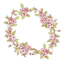 手绘桃花花环边框免扣