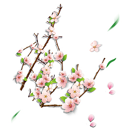 清明节水墨风桃花