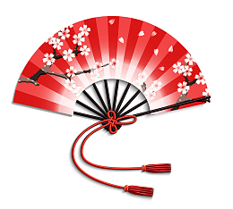 红色的桃花扇子