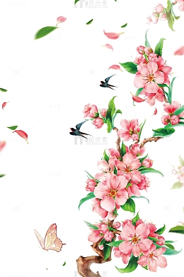 粉红色浪漫桃花背景免抠