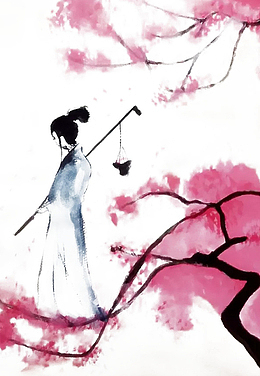 林黛玉葬花简洁插画