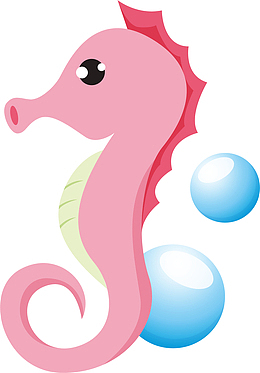 矢量可爱粉色海马