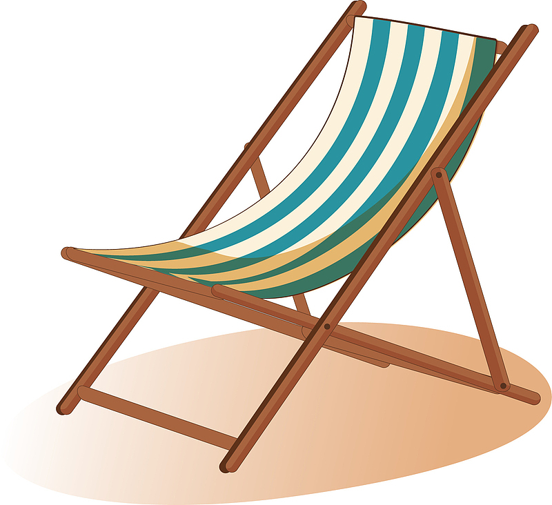 矢量图夏日沙滩上的躺椅