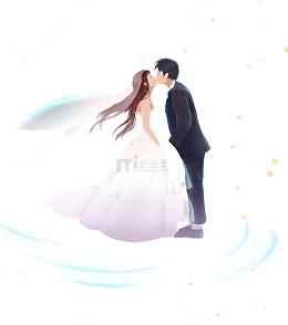 卡通浪漫婚礼情侣插画免抠