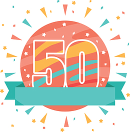 红色花纹50周年纪念