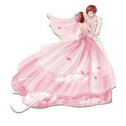 卡通唯美新郎新娘素材下载