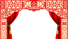 红色中国风喜字门楣