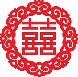 红色中国风双喜剪纸