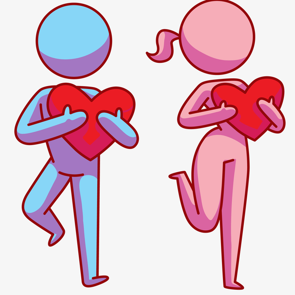 男女相恋卡通插画素材免费下载_觅元素