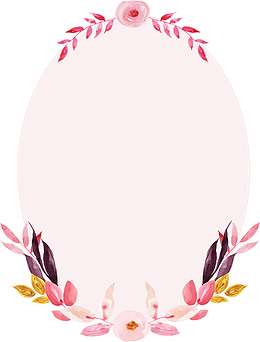 粉红水彩花藤边框