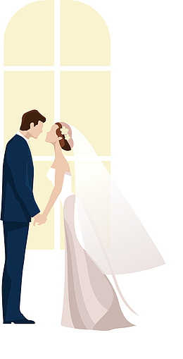 矢量图西式结婚的新人