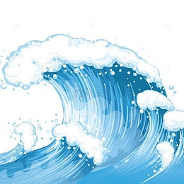 美丽的海浪手绘图