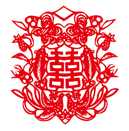 红色喜庆大喜字古典花纹中国风剪