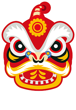 春节红色舞狮狮子头