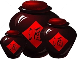 中国风手绘白酒坛子