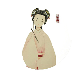 手绘水墨红楼梦贾惜春提笔插画免