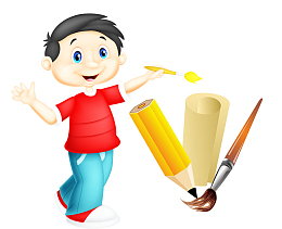 写字的卡通男孩